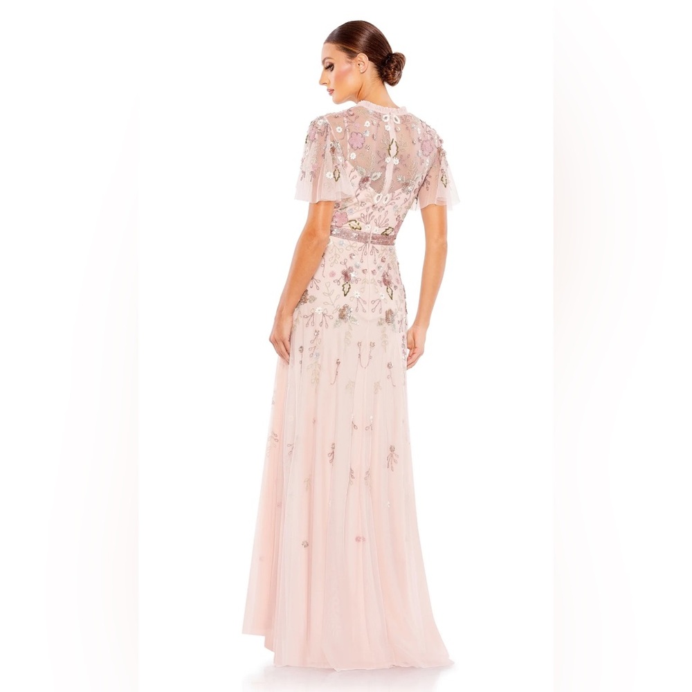 Mac Duggal Blush Pink Embroidered Maxi Dress
